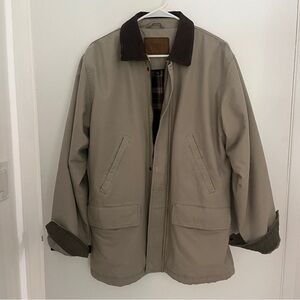 Barn jacket with real leather trim